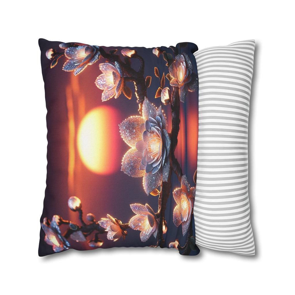 White flowers in the night - Polyester Square Pillowcase