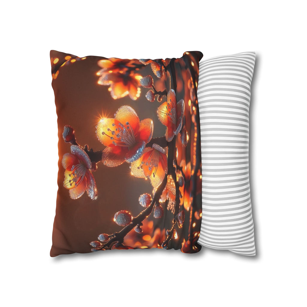 Orange-red flowers - Suede Square Pillowcase