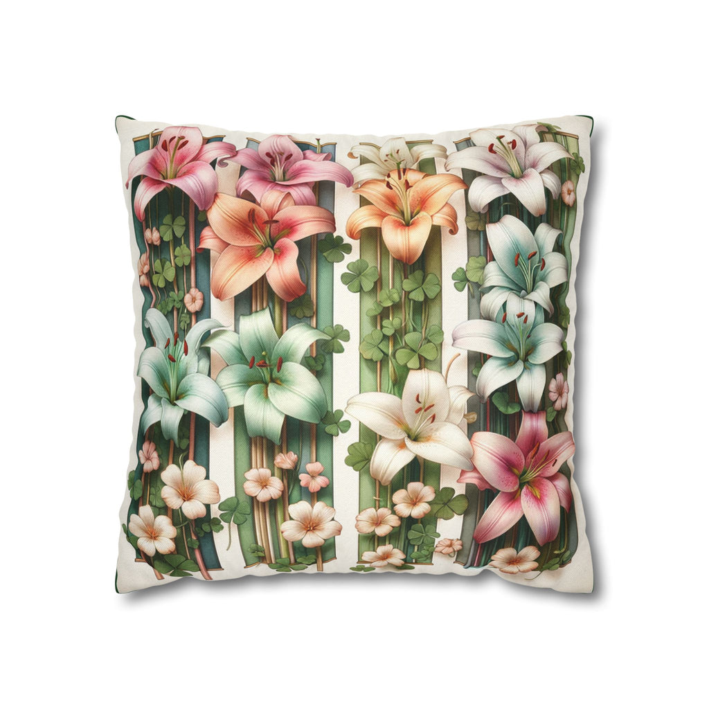Lilies with little leaves - Polyester Square Pillowcase