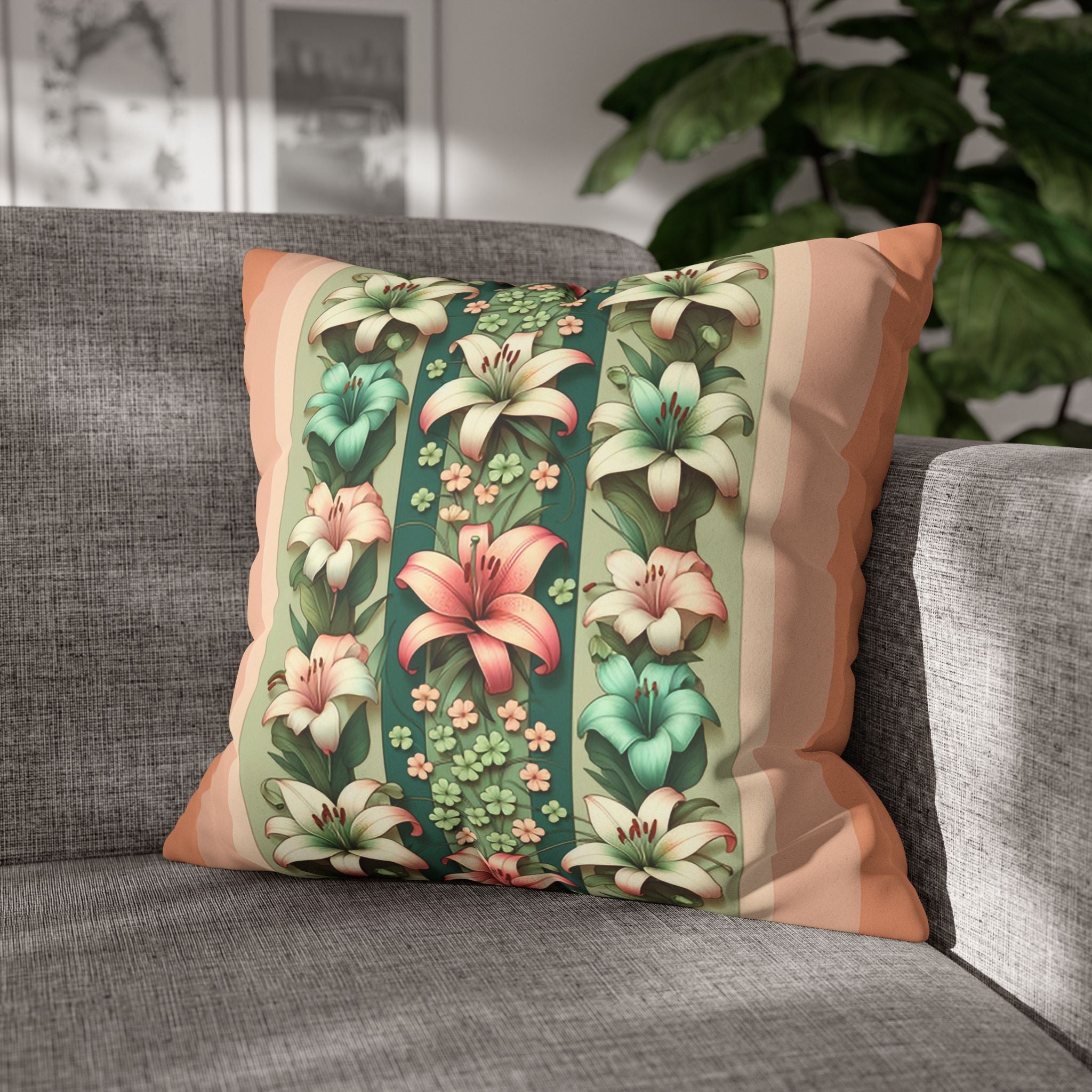 Pastel coloured Lilies - Suede Square Pillowcase