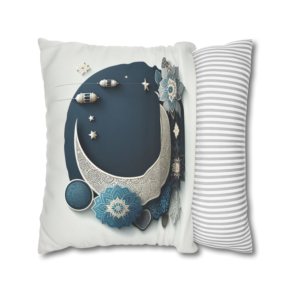 Islamic Art (large silver moon) - Suede Square Pillowcase