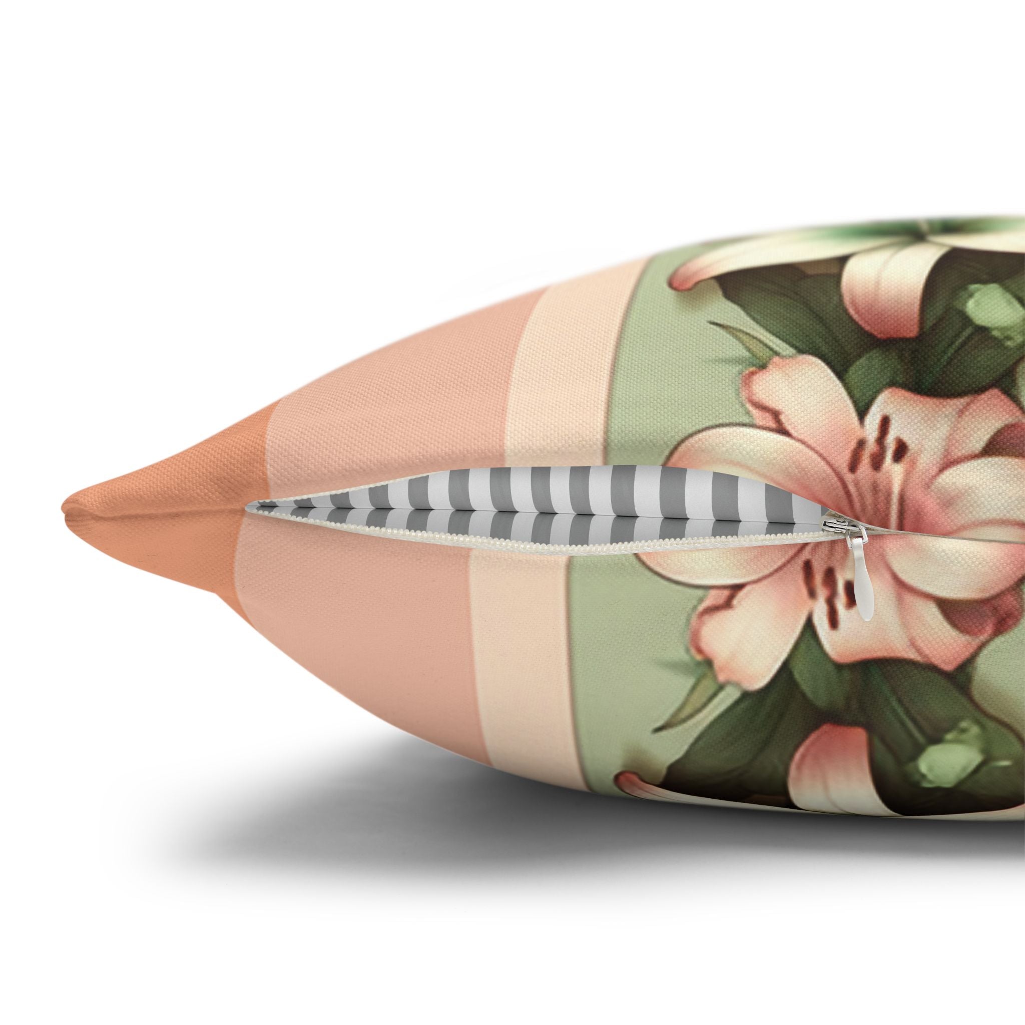 Lilies on peach background - Polyester Square Pillowcase