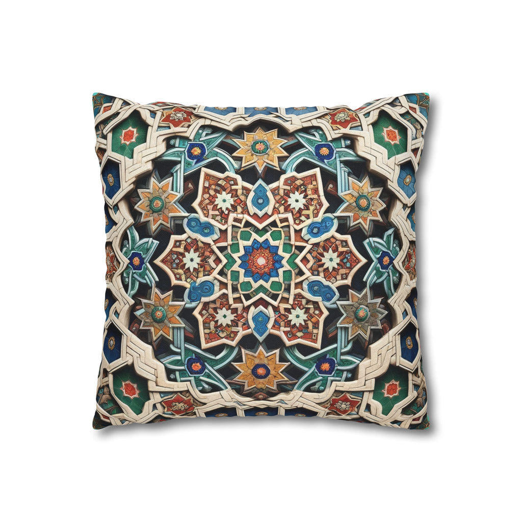 Persian Art , orange-blue - Polyester Square Pillowcase