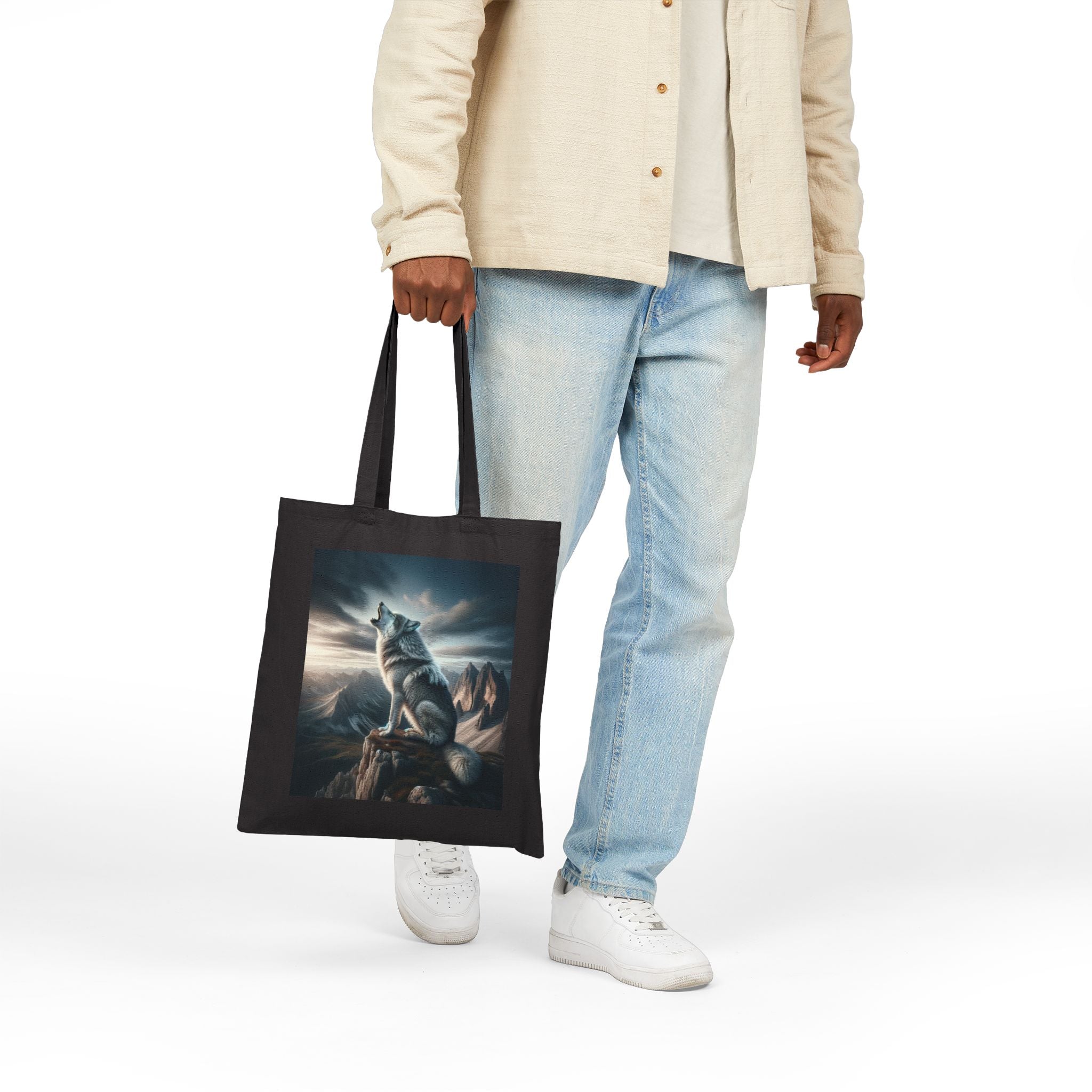 Wolf Howling - Cotton Canvas Tote Bag