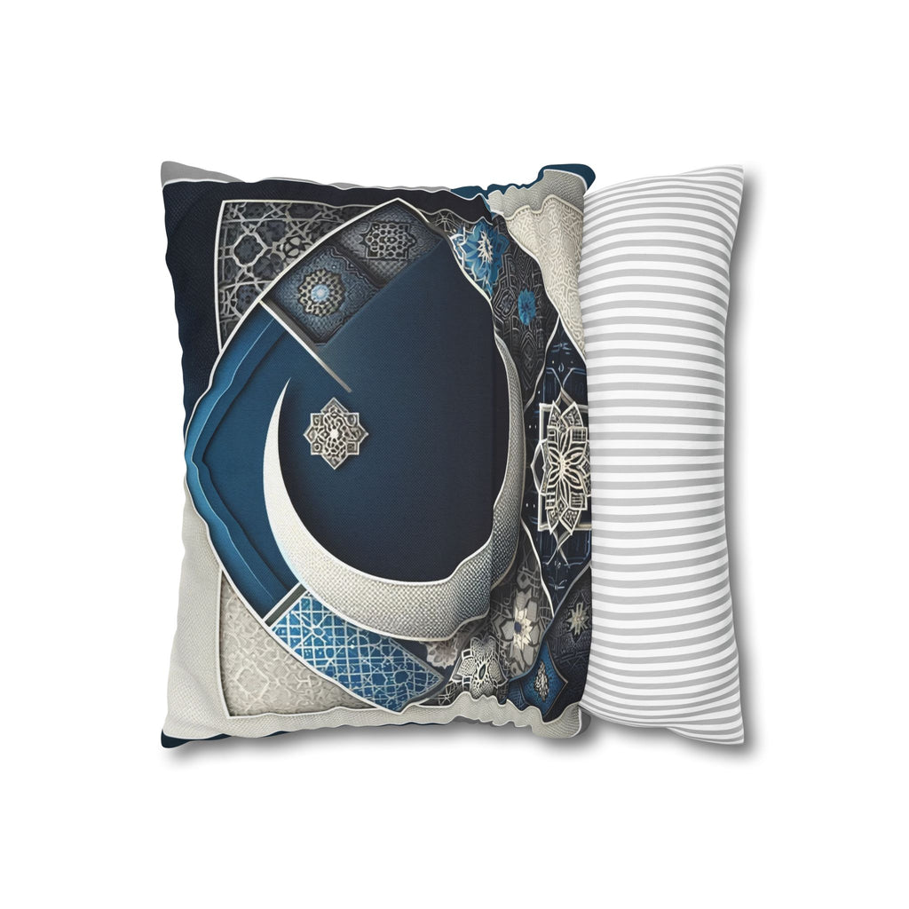 Islamic Art, Silver-blue - Polyester Square Pillowcase