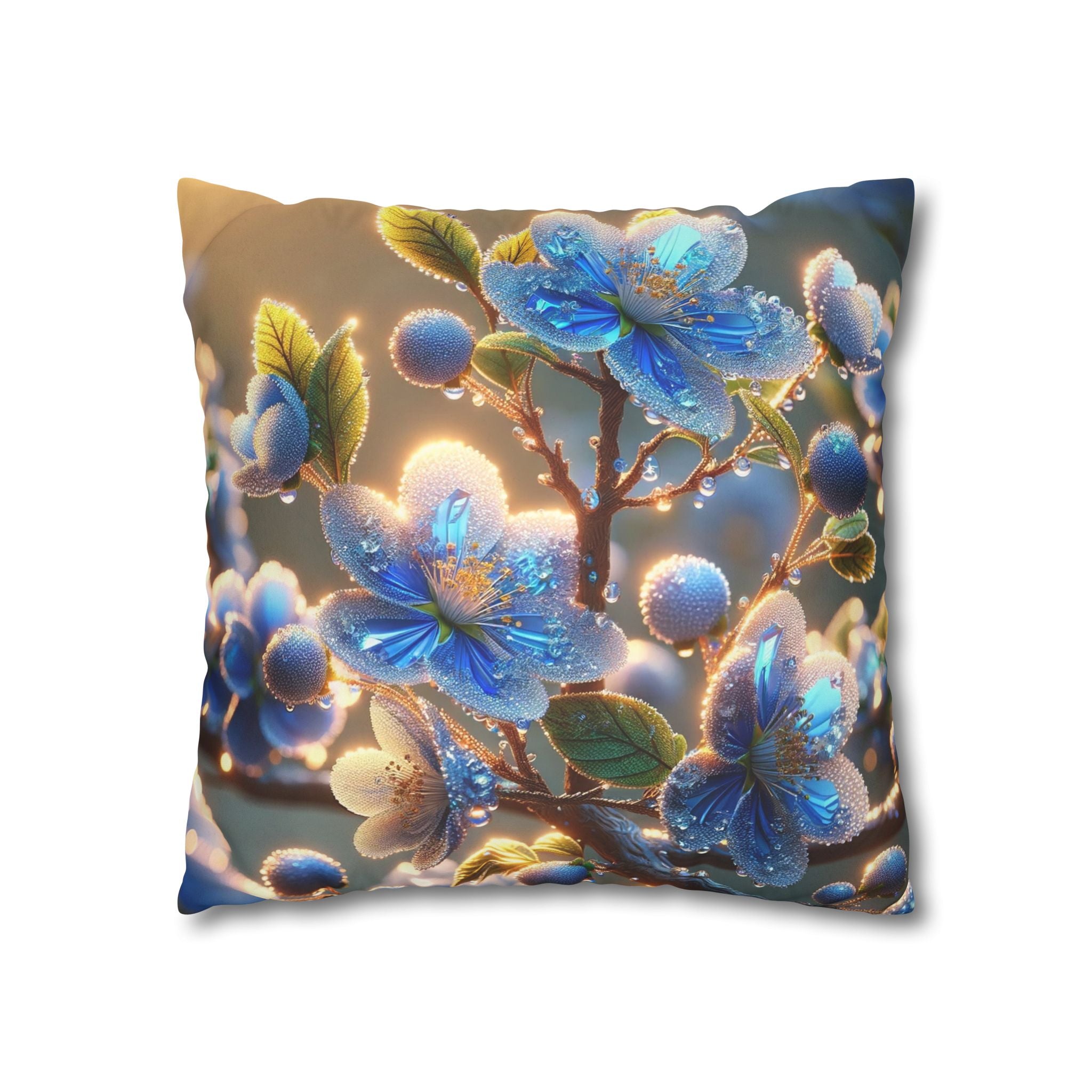 White-blue flowers - Suede Square Pillowcase