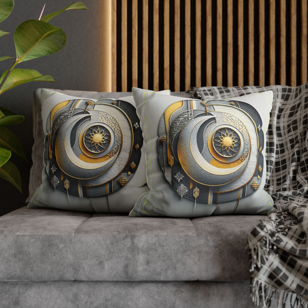 Islamic Art (gold, silver and grey) - Suede Square Pillowcase