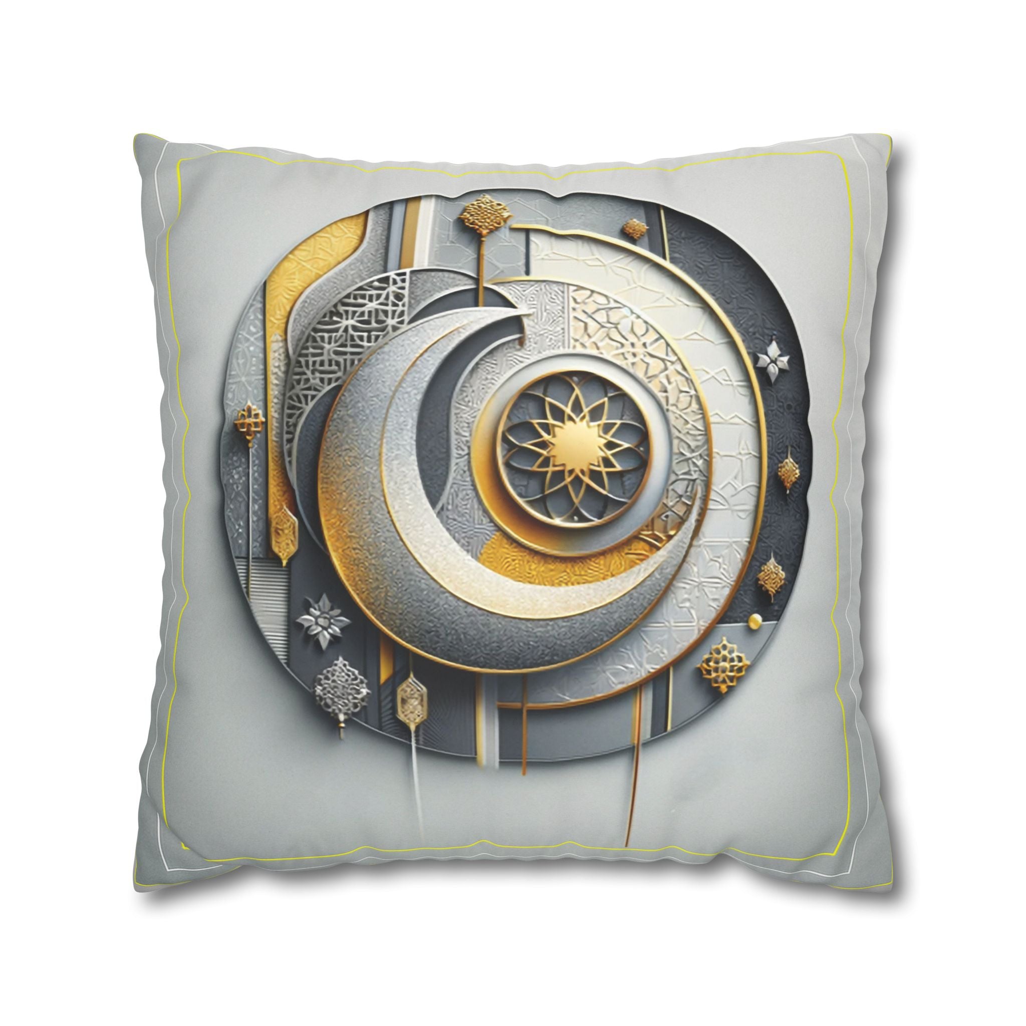 Islamic Art (gold, silver and grey) - Suede Square Pillowcase