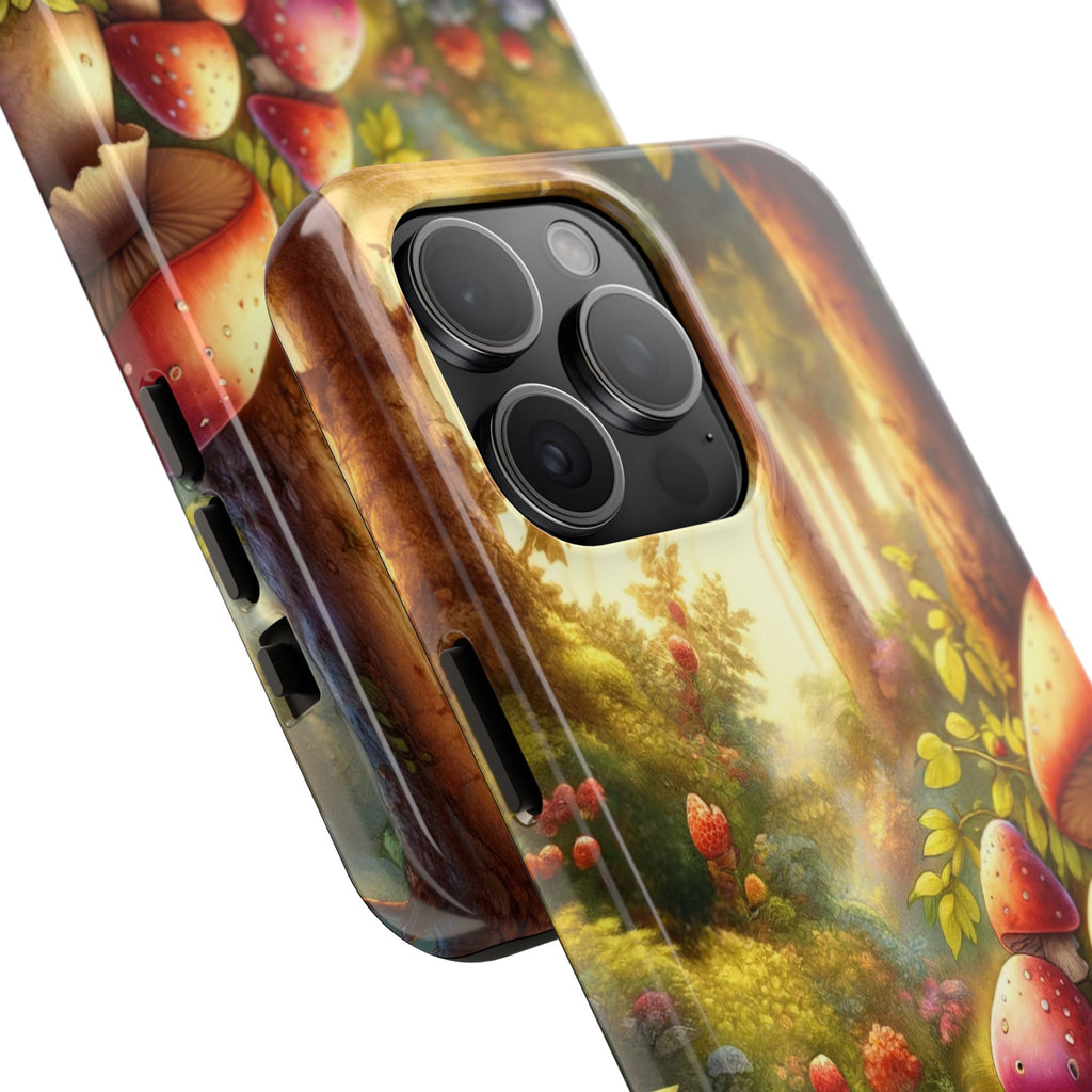 Gnomes sitting under mushroom - Tough Phone Case