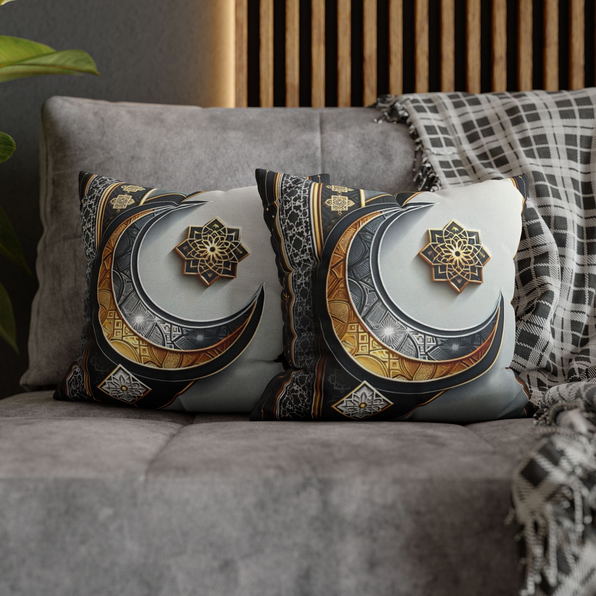 Islamic Art, moon and star  - Polyester Square Pillowcase