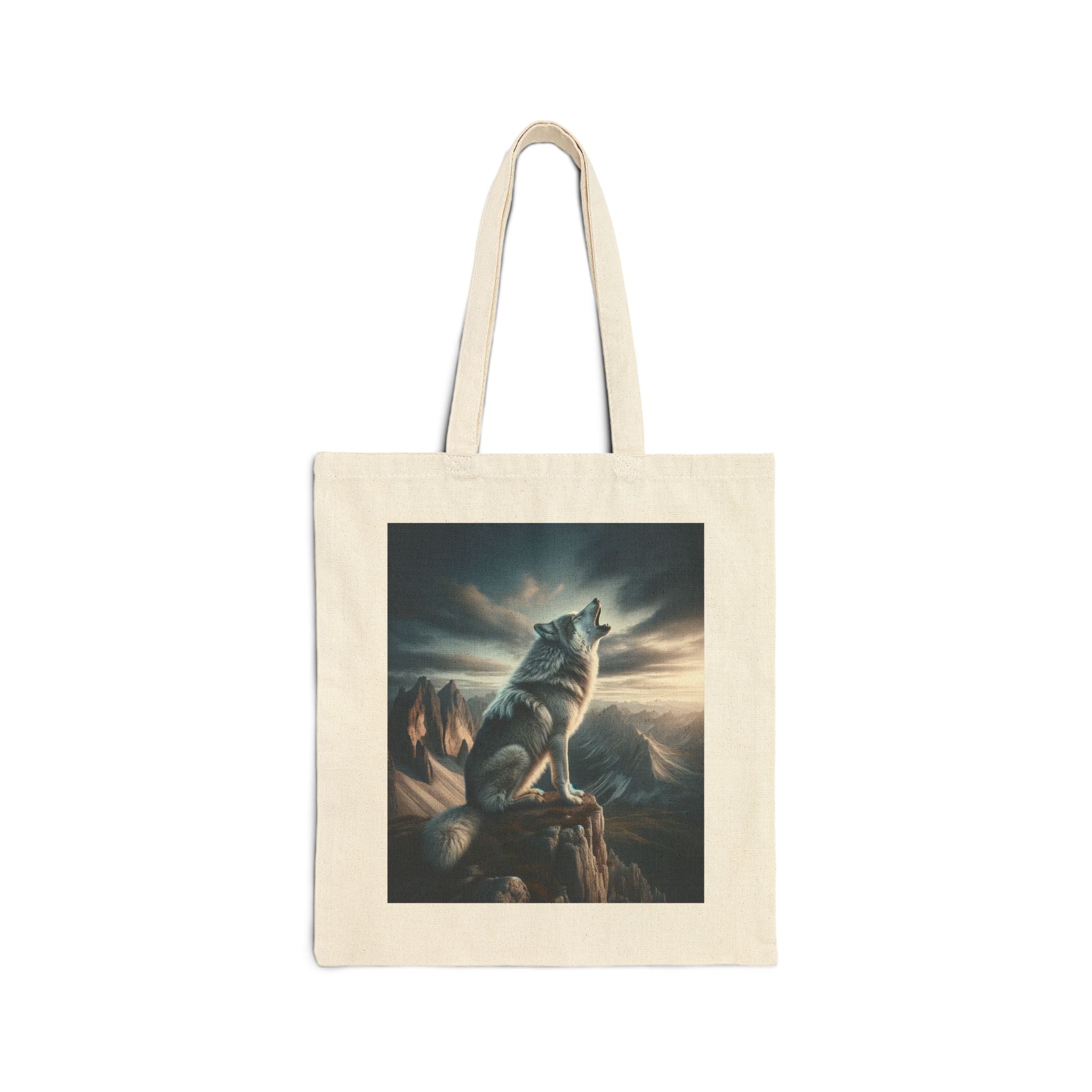 Wolf Howling - Cotton Canvas Tote Bag