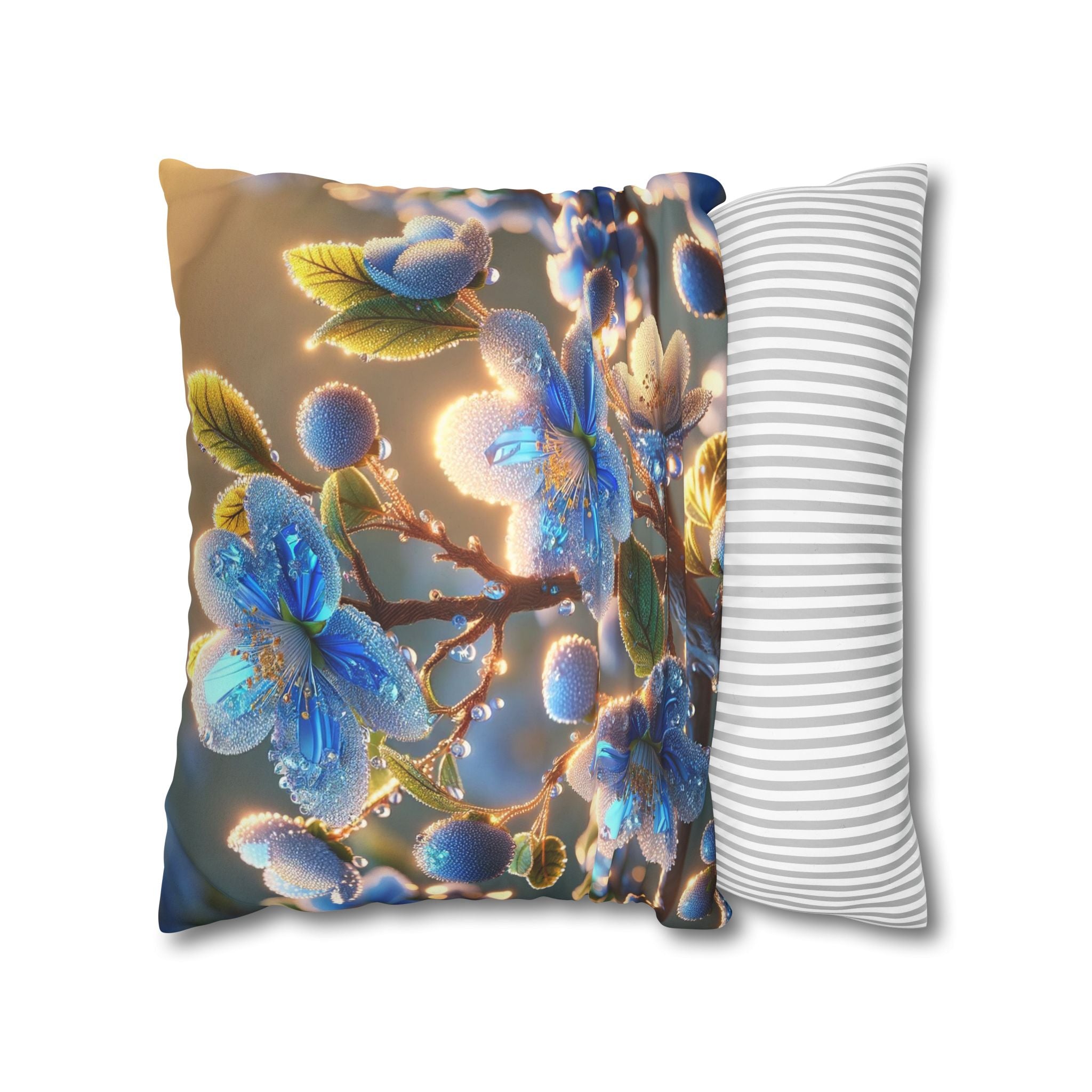 White-blue flowers - Suede Square Pillowcase